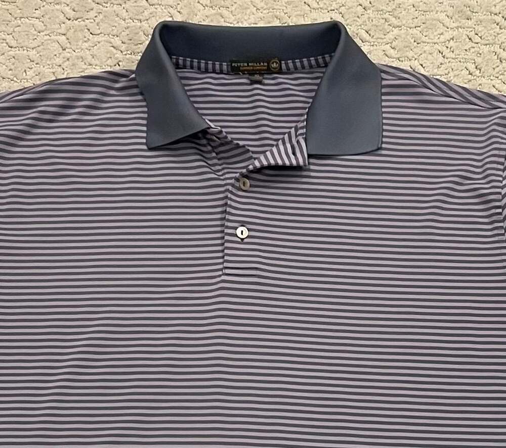 Peter Millar Summer Comfort Performance Striped Golf Polo Shirt Size XL